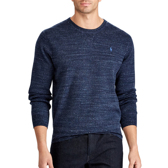 Navy Blue Heather Cotton Rib Pullover Sweater 3XB